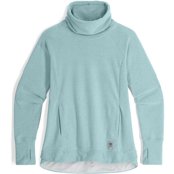 Outdoor Research Sweaters - Outdoor Research Womens SP Trail Mix Cowl Pullover Waffle Fleece Sage Blue Green
